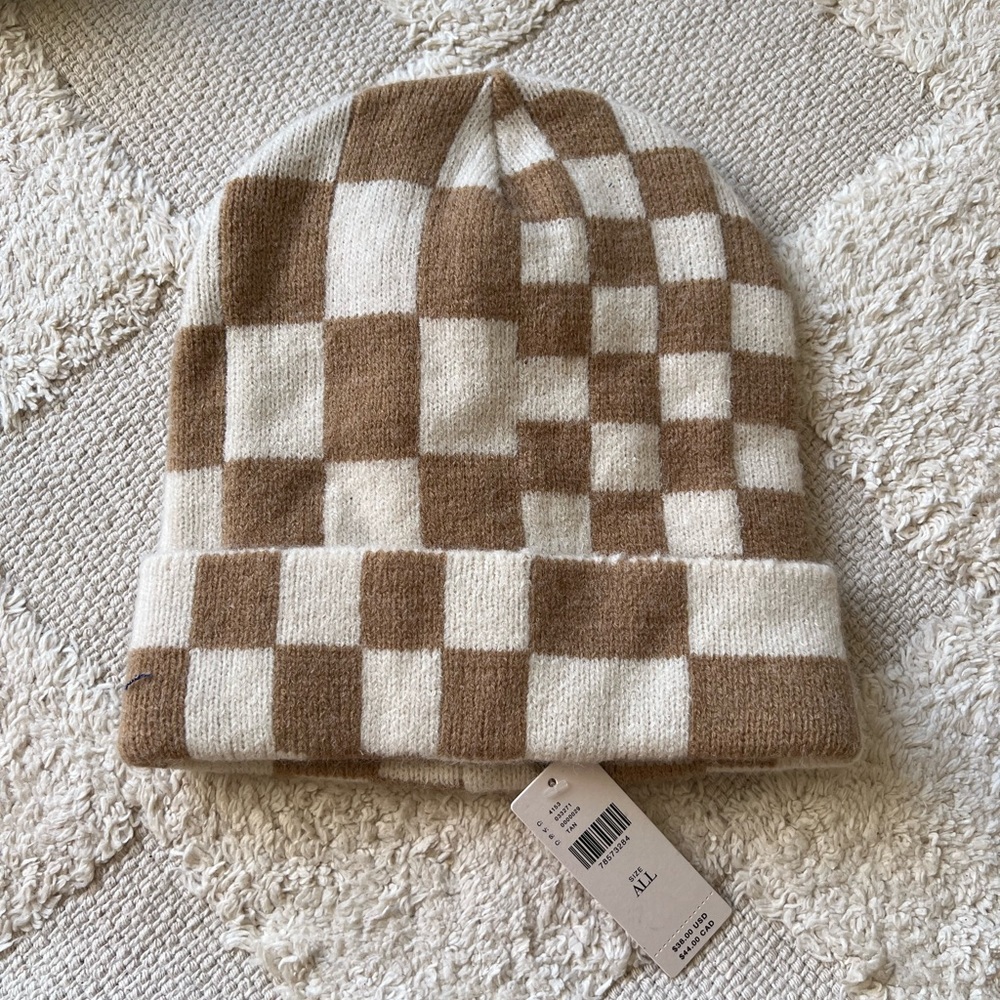 Anthropologie Maeve checkered beanie